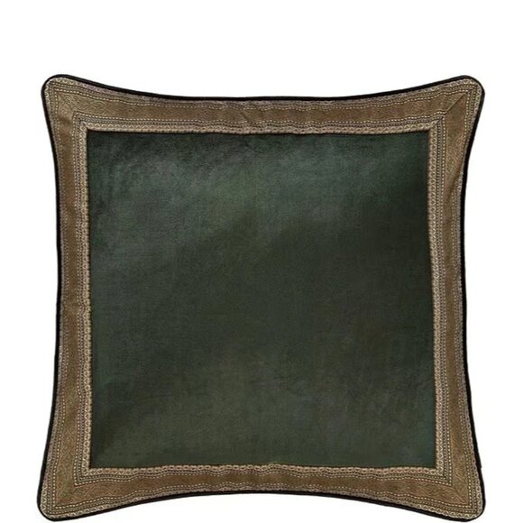 J. Queen New York Emerald Bay Framed Reversible Euro Sham Dark Green Brown Gold - Picture 1 of 7